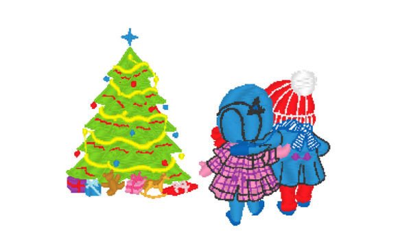 Boy and Girl Noel Embroidery Design