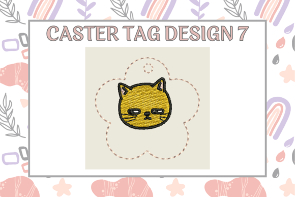 Caster Tag: Cat Face Embroidery for Holiday Gifts