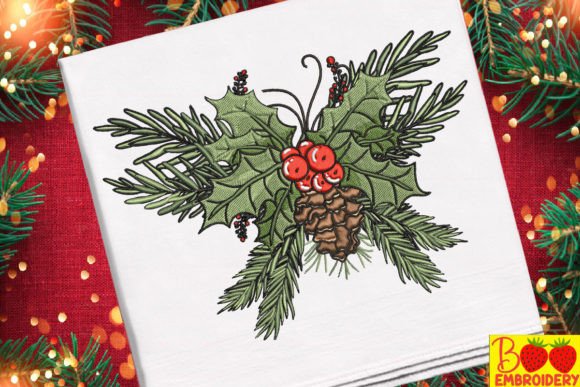 Christmas Pine Branch: A Thoughtful Embroidery Design for Meaningful Gifts